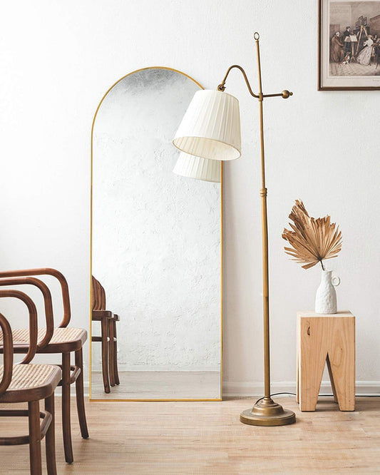 57"X20" Arched Full Length Mirror Floor Mirror Full Length with Stand, Full Body Mirror, Arch Wall Mirror, Full Size Mirror for Bedroom Living Room, Entryway, Aluminum Frame, Gold-1