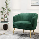 Green Velvet Accent Chair With Gold Legs For Living Room-0