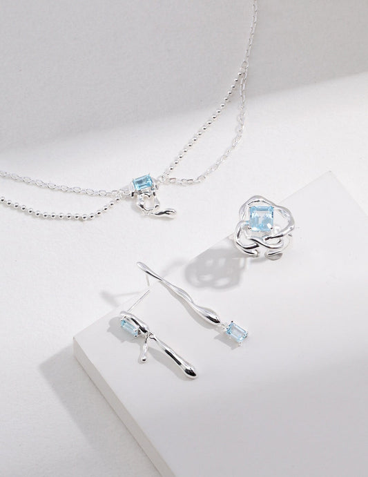 Blue Topaz Statement Necklace-0