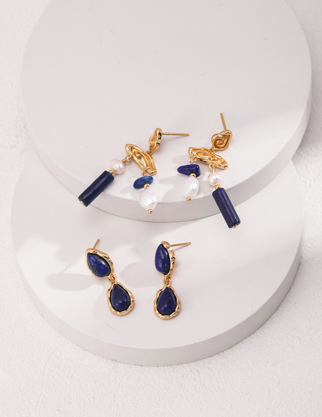 Deep Blue Lapis Drop Earrings-3