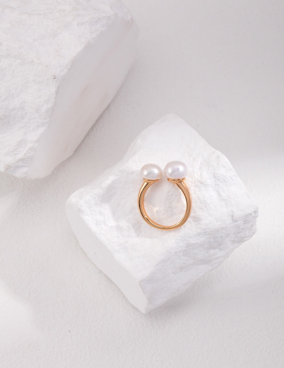 Double Pearl Open Ring-1