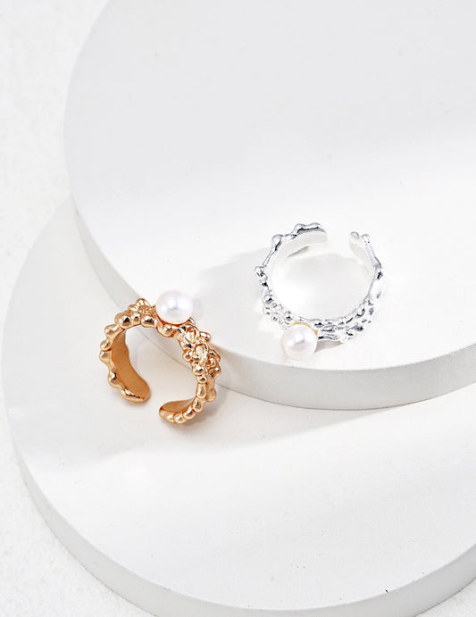 Wave Design Pearl Ring-0