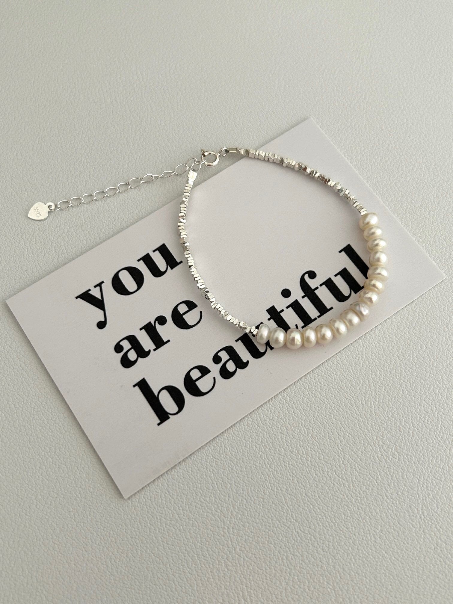 Broken Silver Natural Pearl Bracelet / Necklace-4