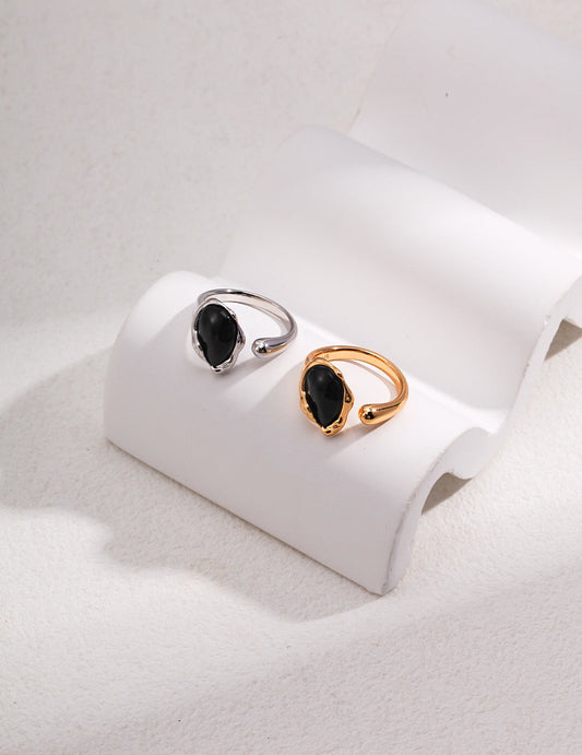 Black Agate Open Ring-0