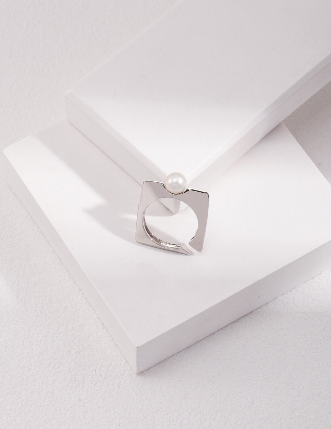 Cultured Square-Shaped Pearl Open Ring-1