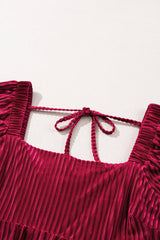 Velvet Tie-Back Square Neck Babydoll Dress
