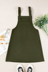 Solid Corduroy Front Pocket Sleeveless Overall Dress