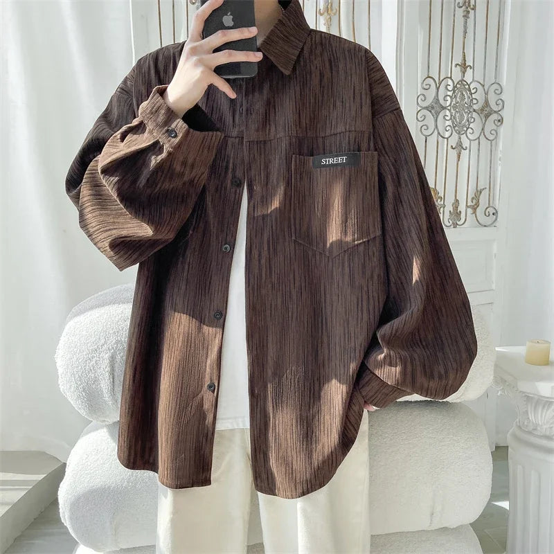 Men's Classic Harajuku Oversized Button-Up Shirts - All Sizes