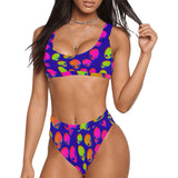 Neon Alien Blast Sport Top & High-Waisted Bikini Swimsuit / Rave Set | UV Blacklight Reactive