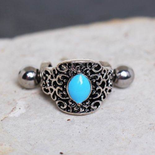316L Stainless Steel Aqua Ornate Cartilage Cuff
