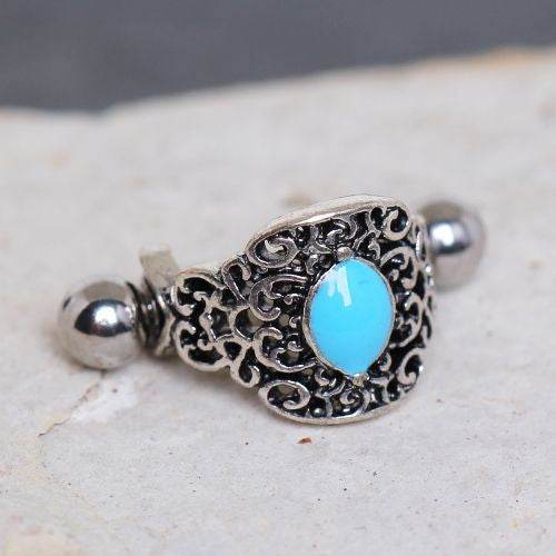 316L Stainless Steel Aqua Ornate Cartilage Cuff