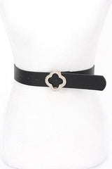 Plus Size Clover Crystal Buckle Belt