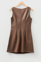 Vegan Leather Sleeveless Mini Dress