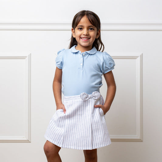 Linen Pleated Bow Skort