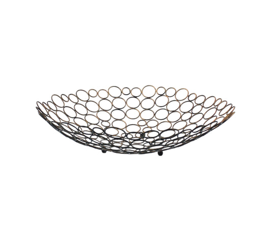 19" Bronze Metal Round Centerpiece Bowl-1