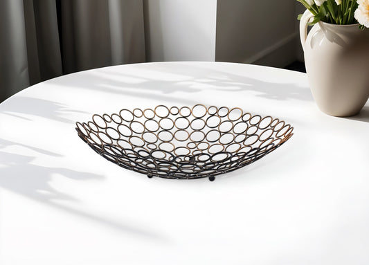 19" Bronze Metal Round Centerpiece Bowl-0