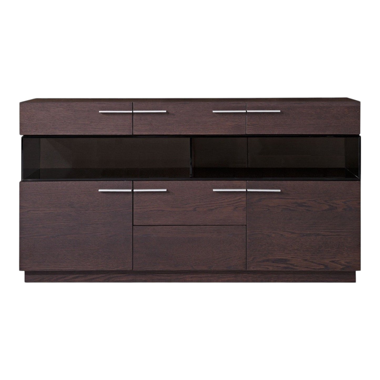 59" Brown Solid Wood Sideboard with Glass Doors-1