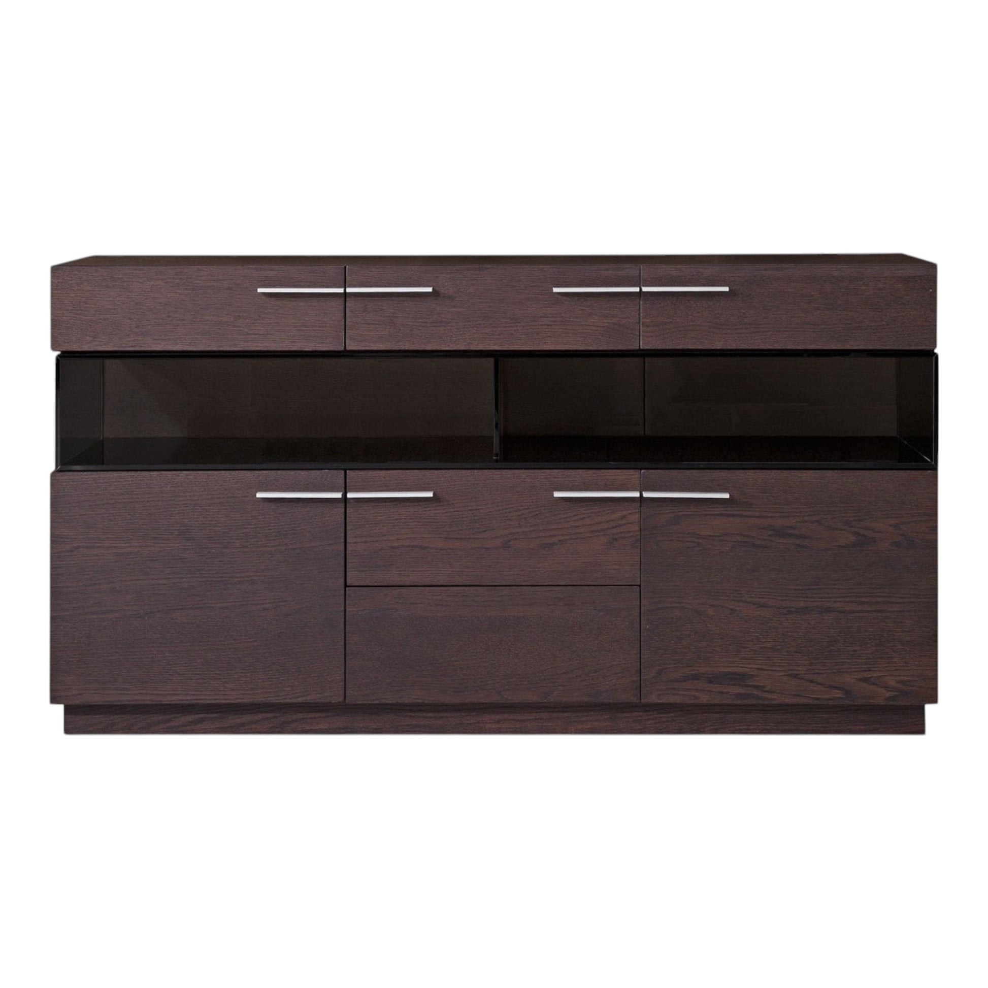 59" Brown Solid Wood Sideboard with Glass Doors-1