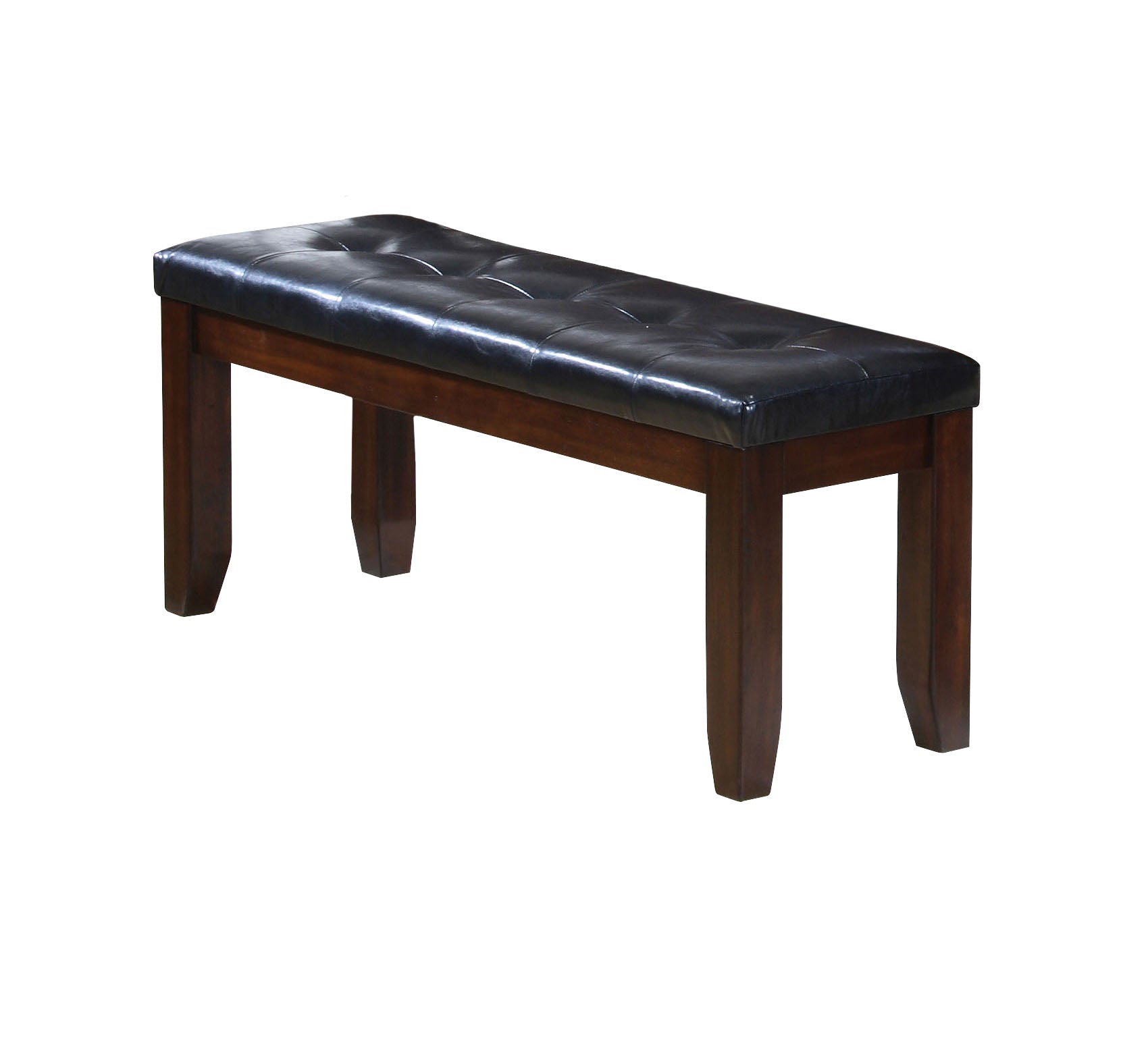 48" Black and Espresso Faux Leather and Wood Upholstered Bench-0