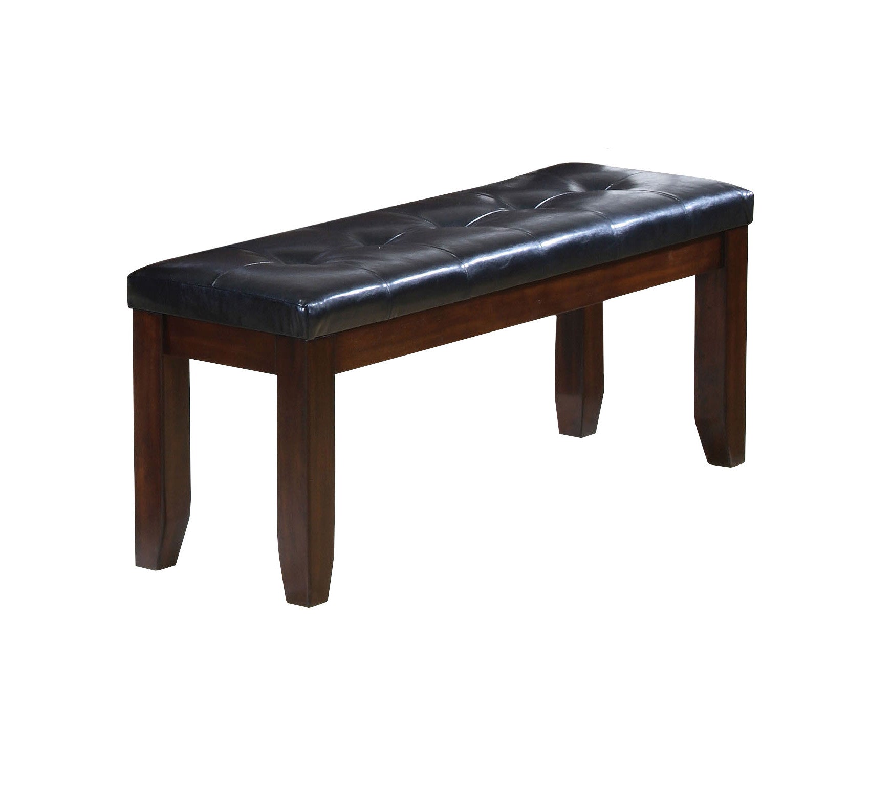 48" Black and Espresso Faux Leather and Wood Upholstered Bench-2