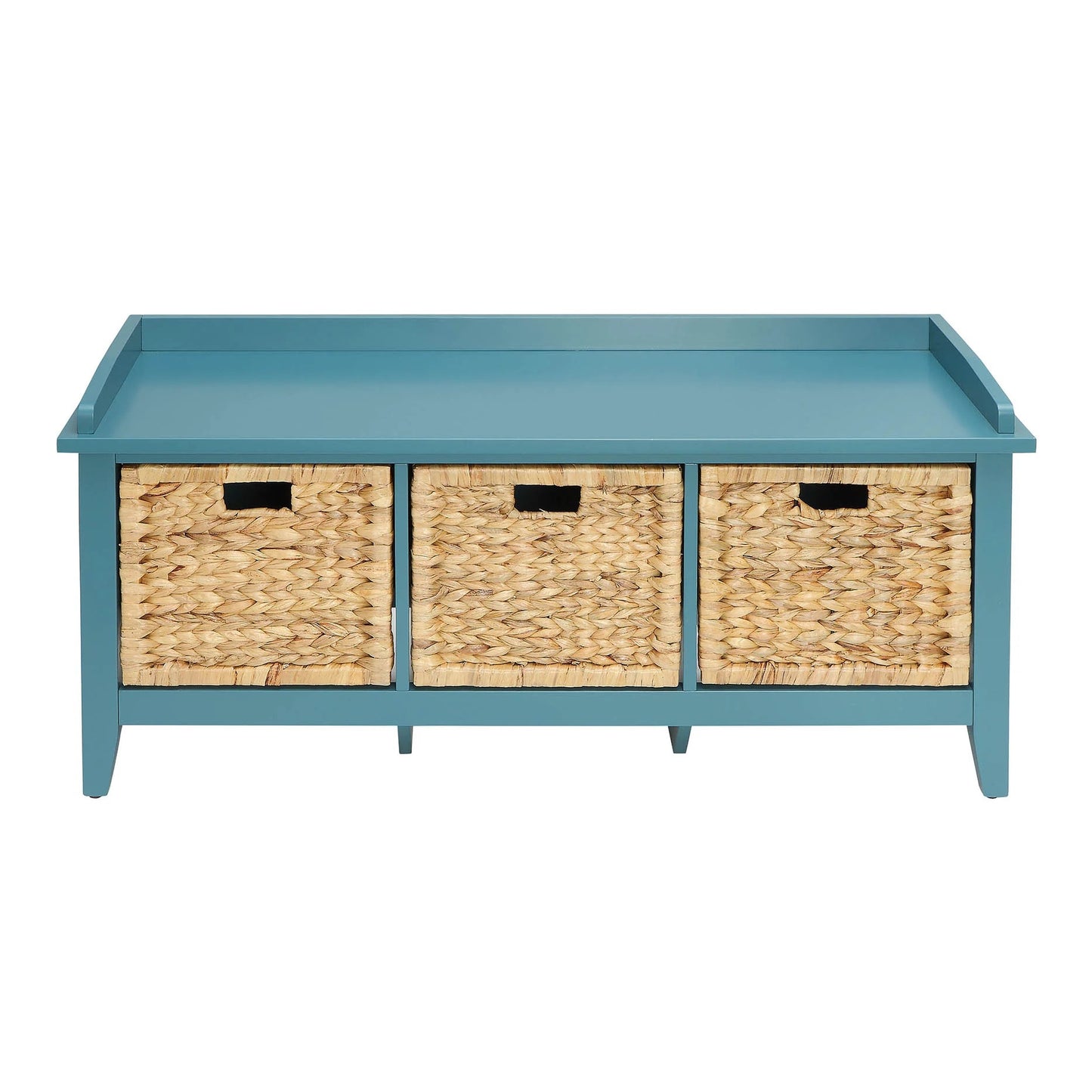 43" Teal Blue Solid Wood Storage Bench with Drawers-1