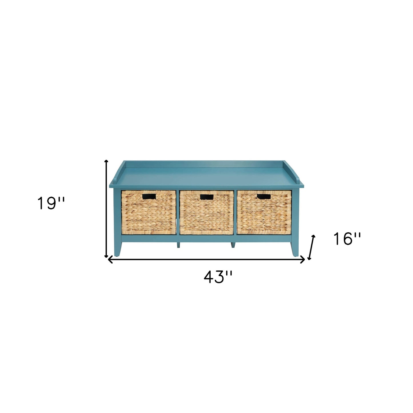 43" Teal Blue Solid Wood Storage Bench with Drawers-6