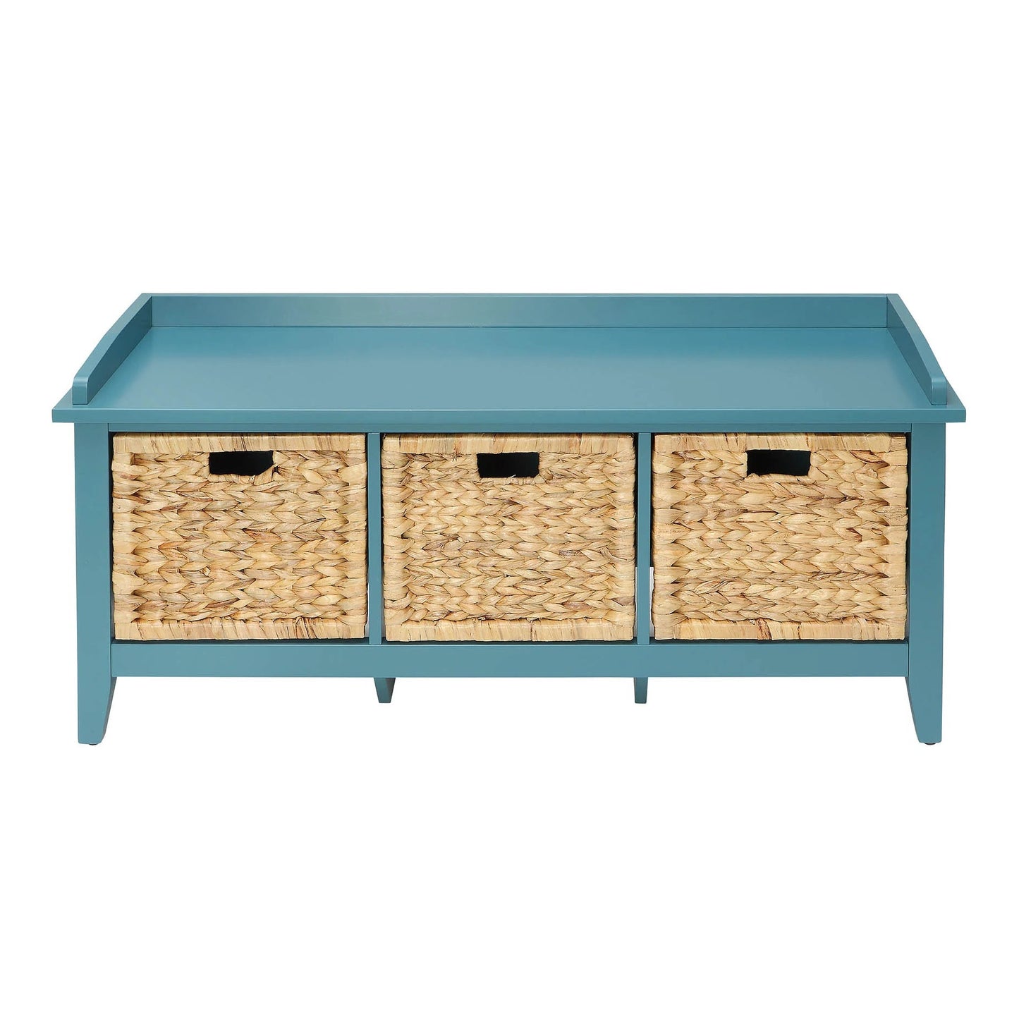 43" Teal Blue Solid Wood Storage Bench with Drawers-5