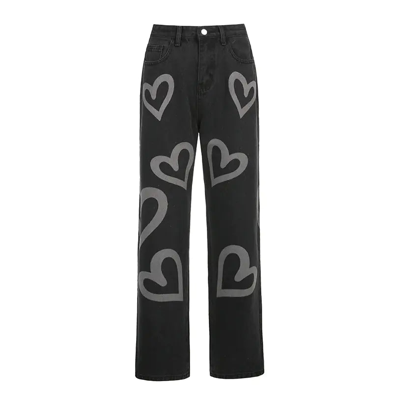 Women's Love Graffiti High-Rise Straight-Leg Jeans