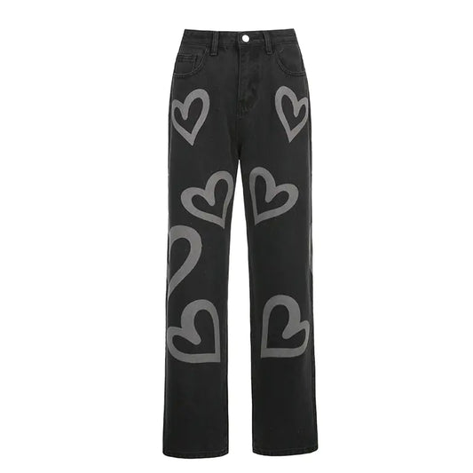 Women's Love Graffiti High-Rise Straight-Leg Jeans
