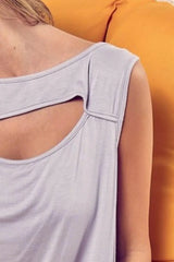 BiBi Rayon Span Knit With Cut Out Front Sleeveless Top