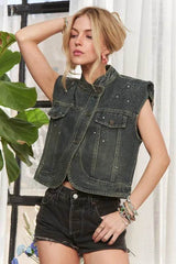ADORA Sleeveless Button Down Denim Jacket
