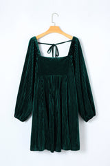 Velvet Tie-Back Square Neck Babydoll Dress