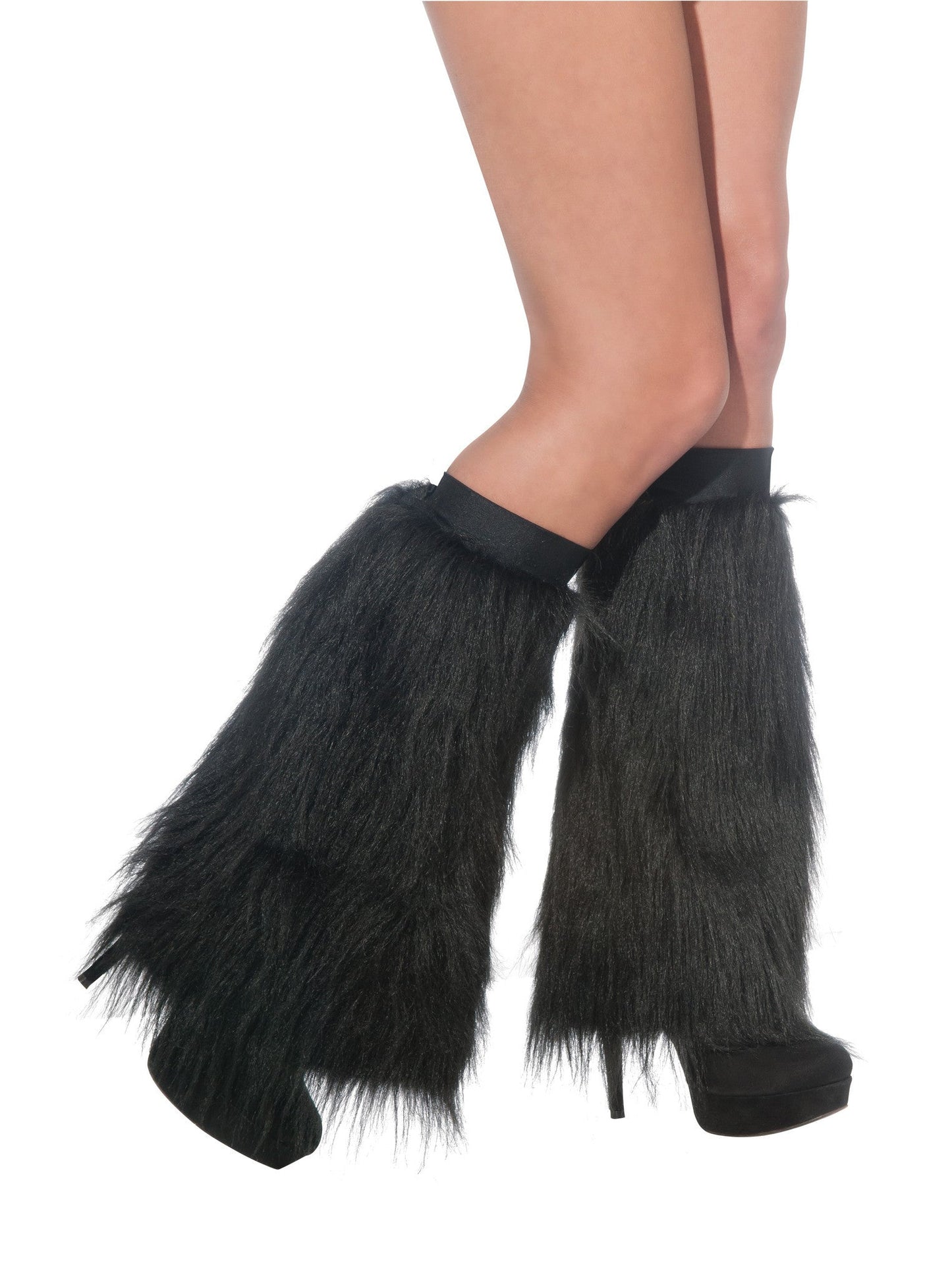 Adults Black Fluffy Leg Warmers