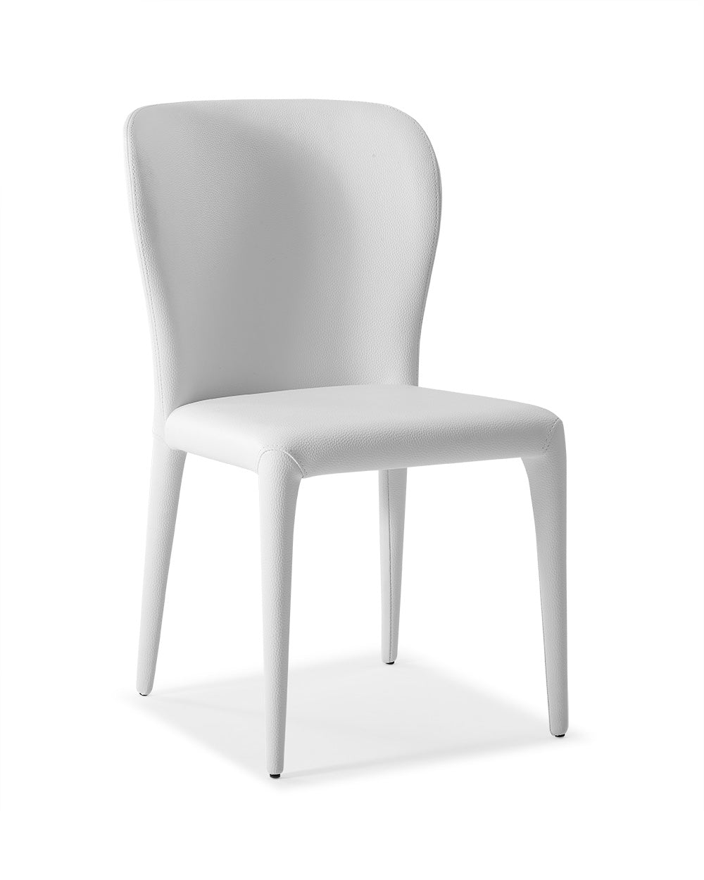 Set of Two White Upholstered Faux Leather Dining Side Chairs-2