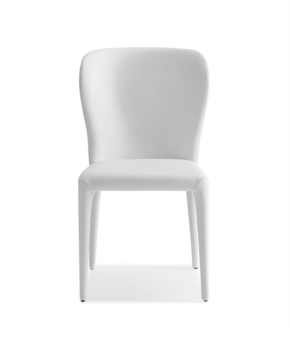 Set of Two White Upholstered Faux Leather Dining Side Chairs-1