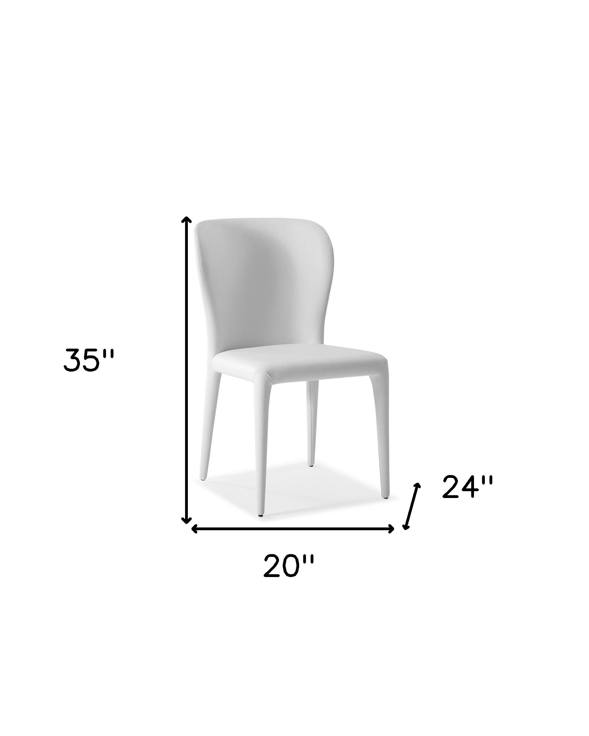 Set of Two White Upholstered Faux Leather Dining Side Chairs-6