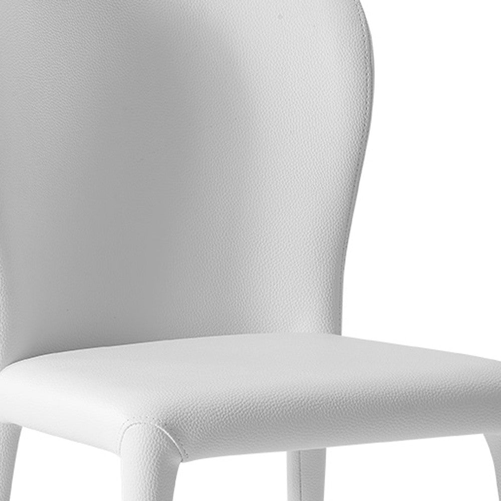 Set of Two White Upholstered Faux Leather Dining Side Chairs-4