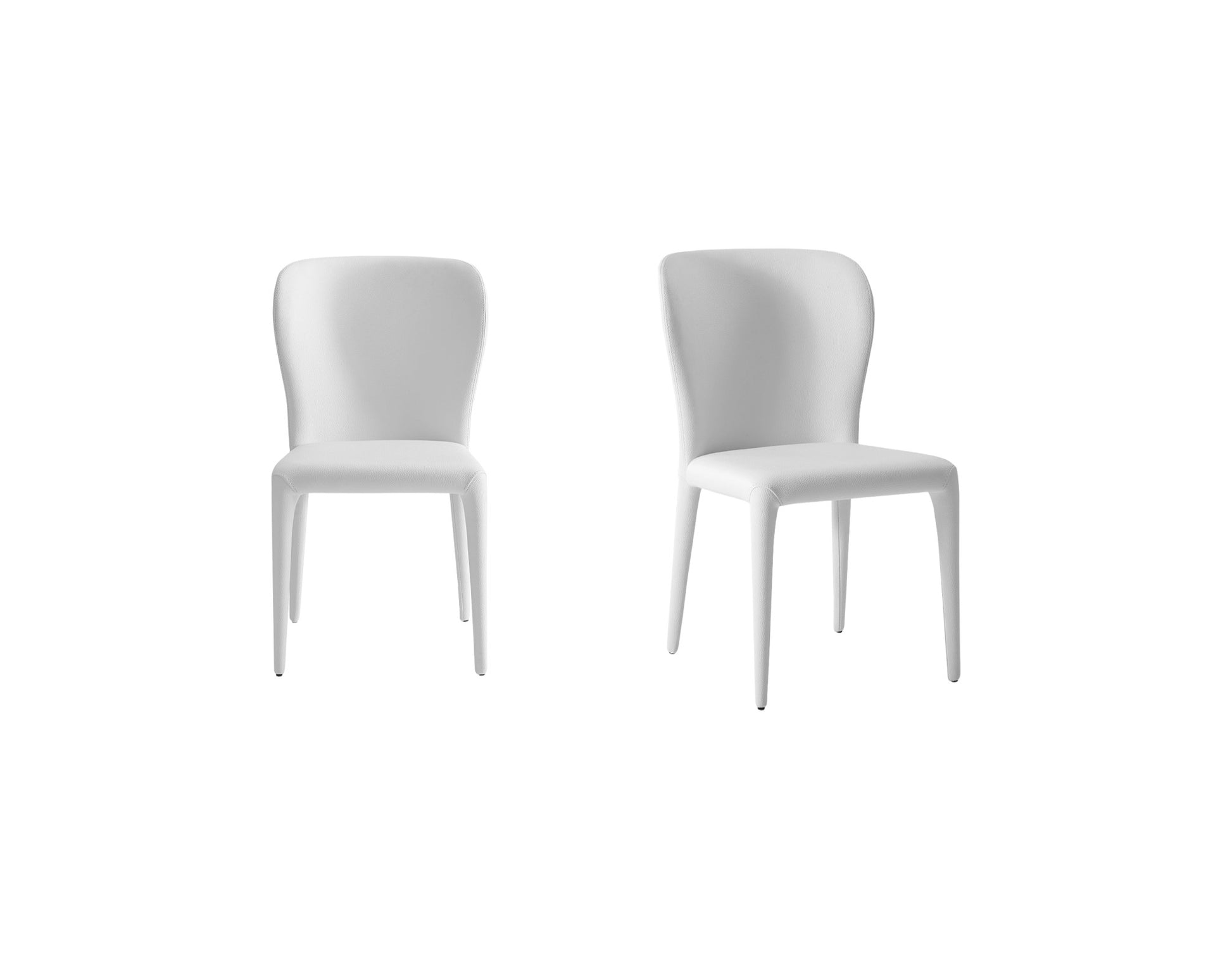 Set of Two White Upholstered Faux Leather Dining Side Chairs-3