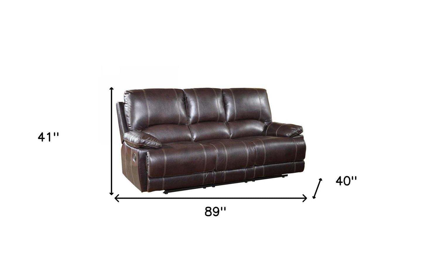 89" Brown Microfiber Reclining Sofa With Black Legs-4