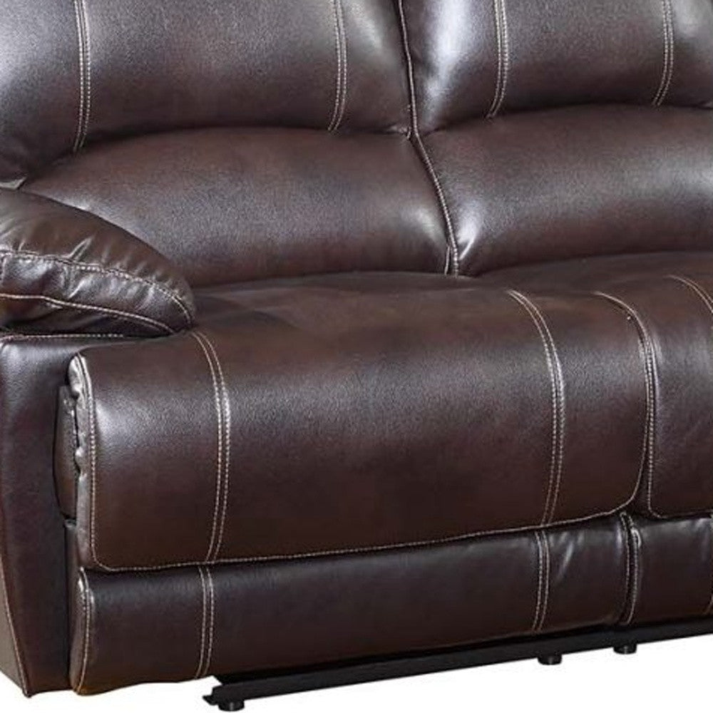 89" Brown Microfiber Reclining Sofa With Black Legs-2