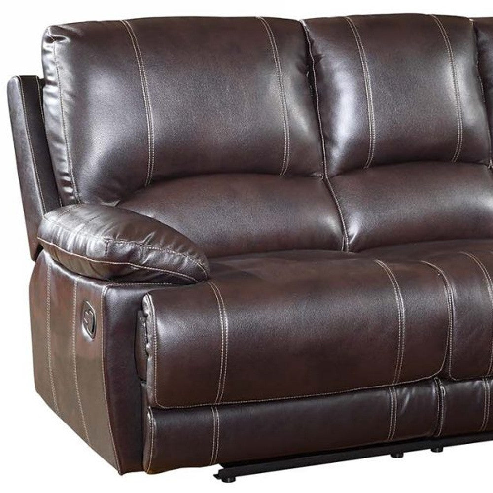 89" Brown Microfiber Reclining Sofa With Black Legs-3