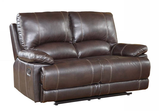 65" Brown Faux Leather Manual Reclining Love Seat-1