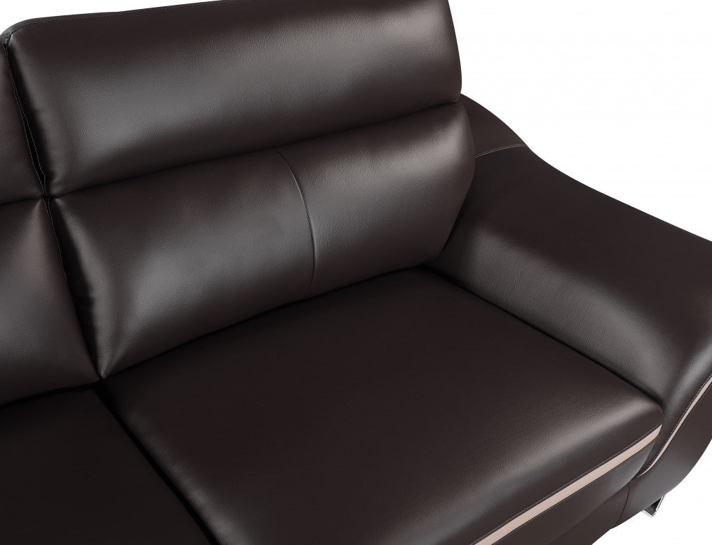 49" Brown And Silver Leather Match Club Chair-5