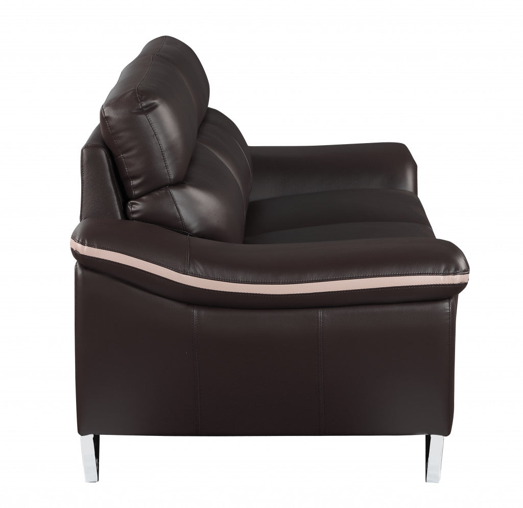 49" Brown And Silver Leather Match Club Chair-4