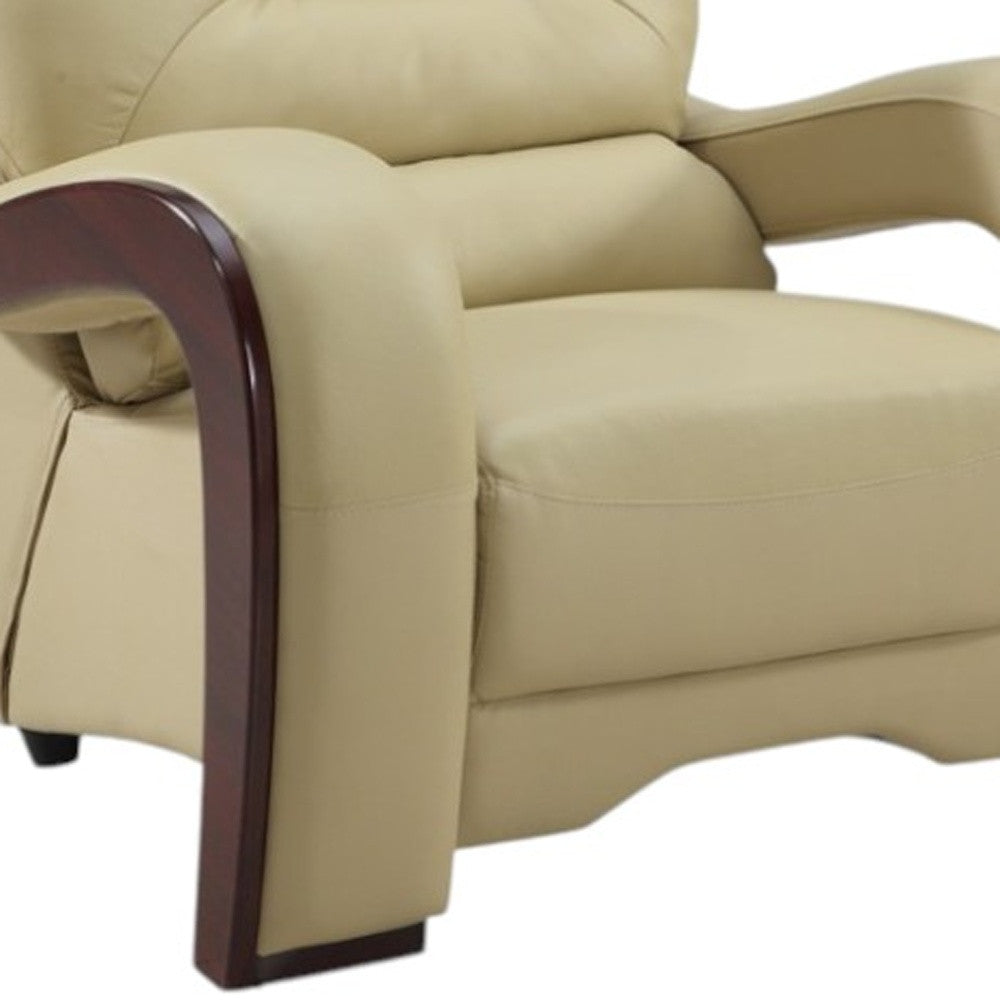 39" Beige and Brown Leather Arm Chair-3