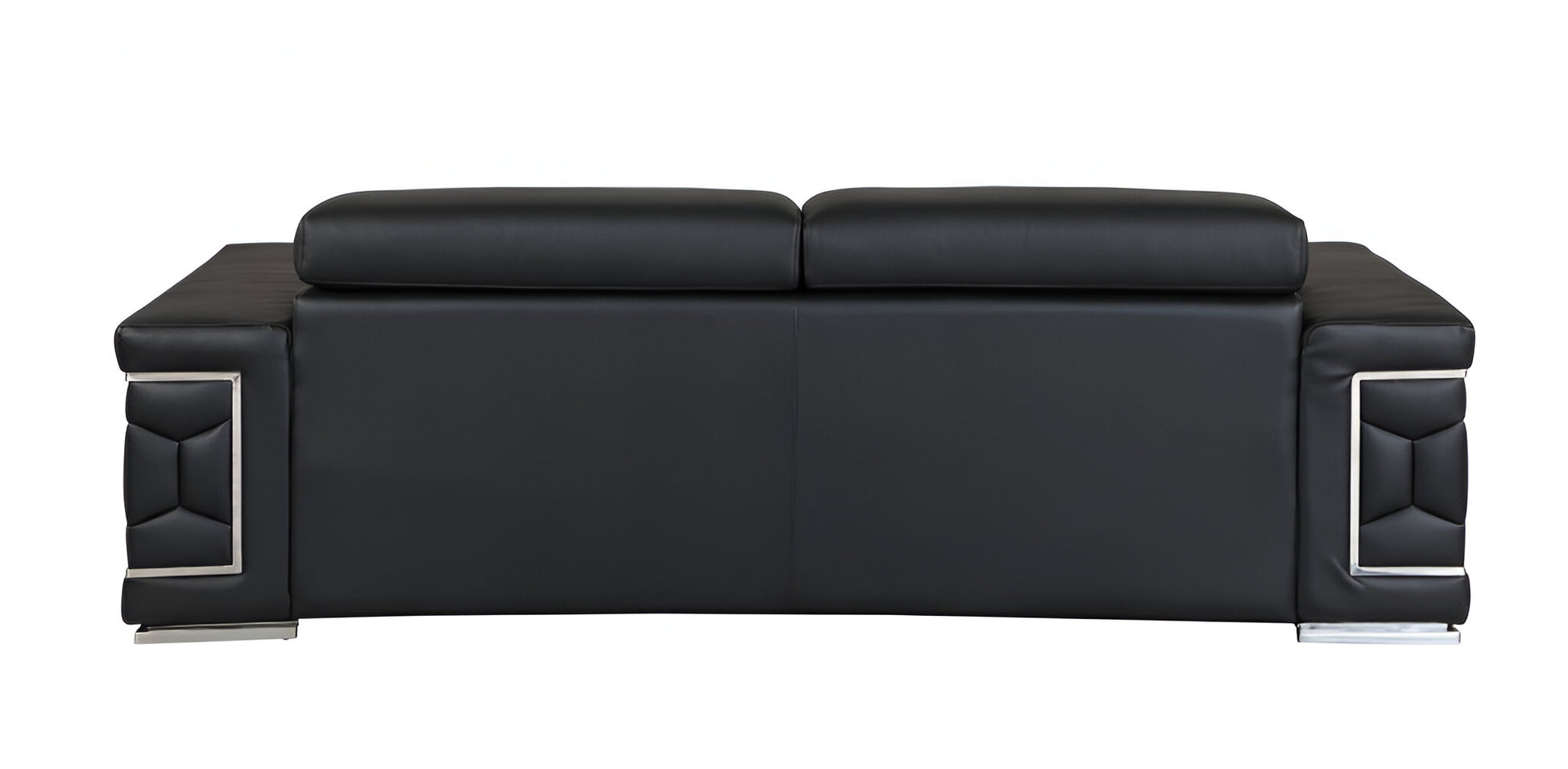 89" Black Italian Leather Sofa With Silver Legs-4