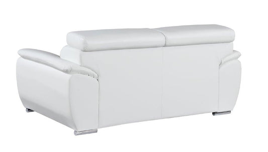 Two Piece Indoor White Genuine Leather Five Person Seating Set-1