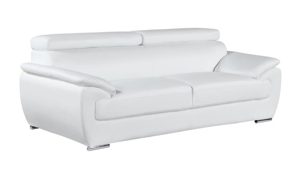 Two Piece Indoor White Genuine Leather Five Person Seating Set-8