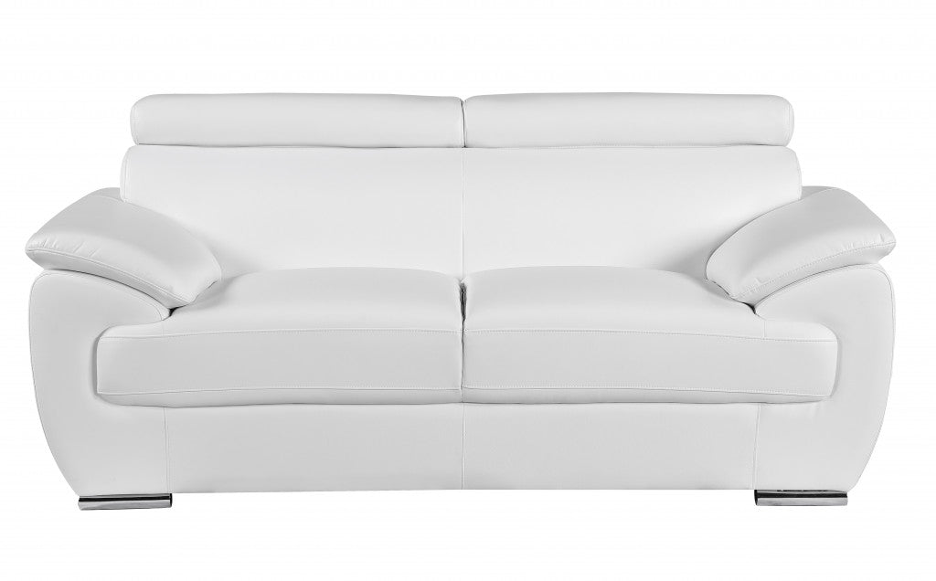Two Piece Indoor White Genuine Leather Five Person Seating Set-7