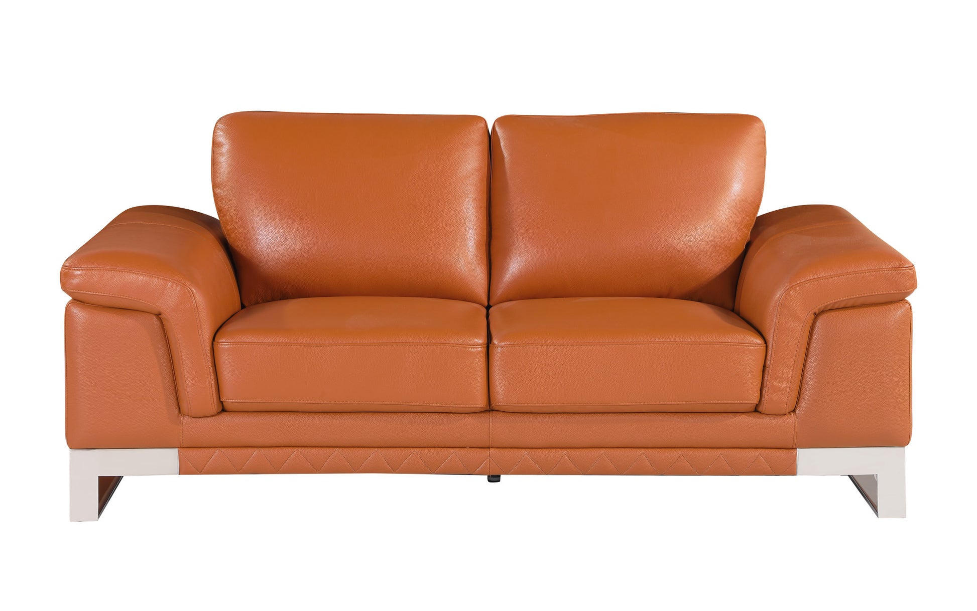 Two Piece Indoor Camel Italian Leather Five Person Seating Set-8